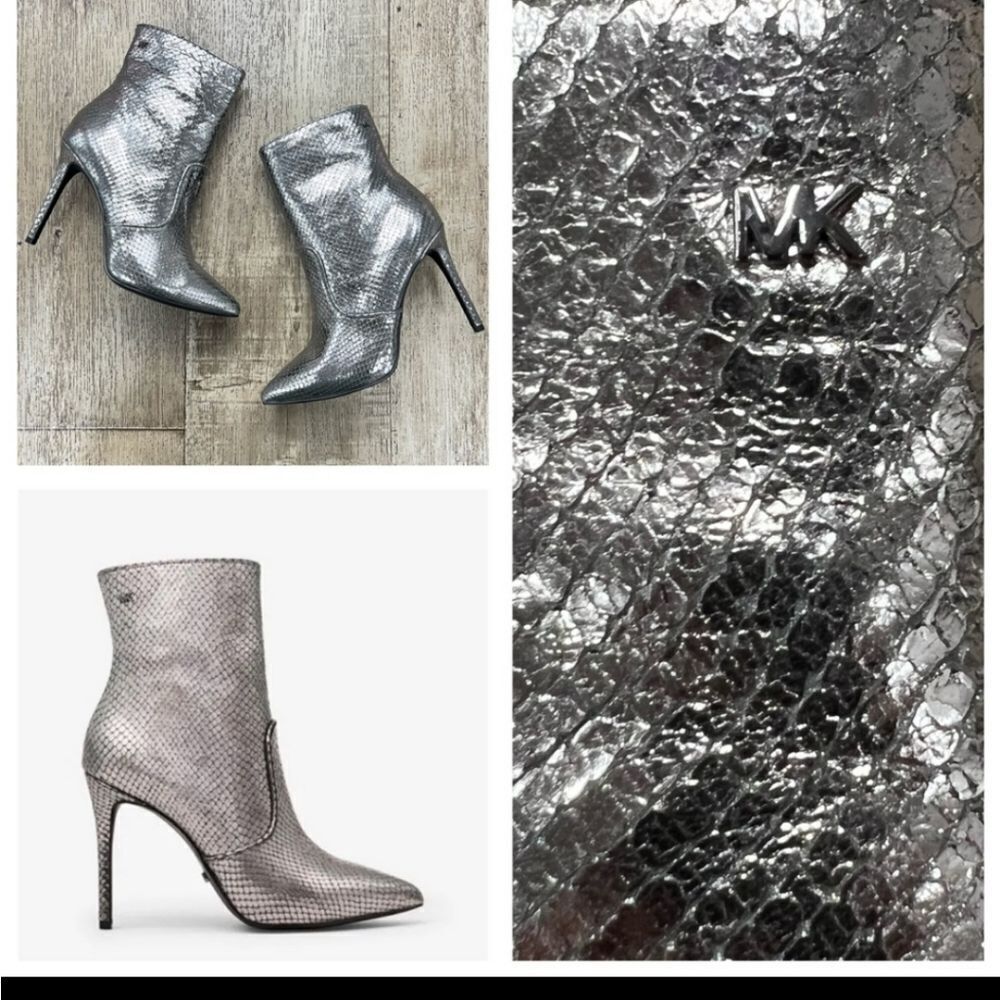 Michael Kors Blaine Metallic Embossed LeatherAnkle Boot - Picture 7 of 9